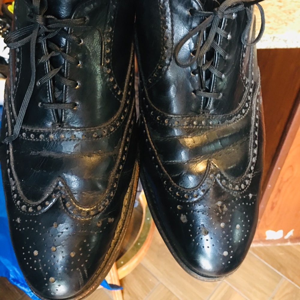 👞MENS BLACK LEATHER DRESS SHOES     SIZE 12-D